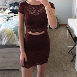 Red 2 piece homecoming dress